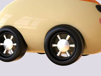 Cartoon Angel Car Cute Low-poly 3D model