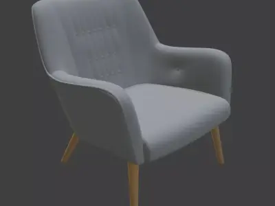 Scandinavian Grey Tufted Armchair 3D model