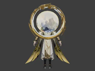 Celestial Sage Stylized Male Fantasy Character in White Robe 3D model