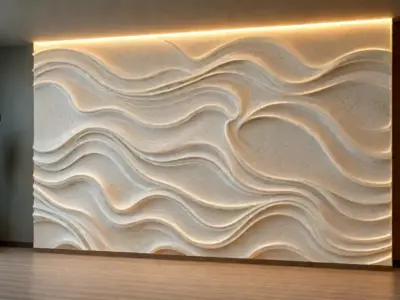 modern panel wall decor set relief stl mural CNC 184 3D model
