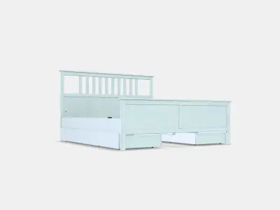 HEMNES Bed frame with 4 storage boxes Low-poly 3D model