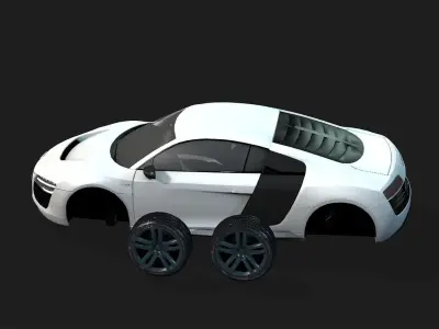 Racing car 3d model and car audi rs8 etron Low-poly 3D model