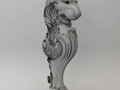 Lion Carved Balustrade 3D model