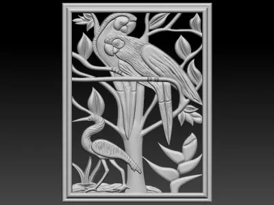 Nature parrot frame 3D model