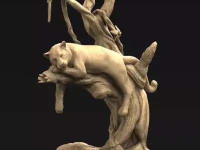 Leopard in the tree 3D Model 3D print model