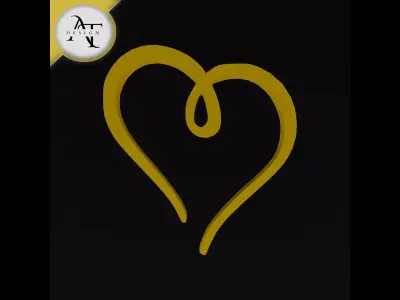 Simple Heart Symbol - 2D Art Free 3D print model 8