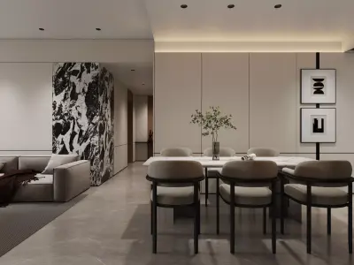 Modern living room dining room interior scenes 216 3D model