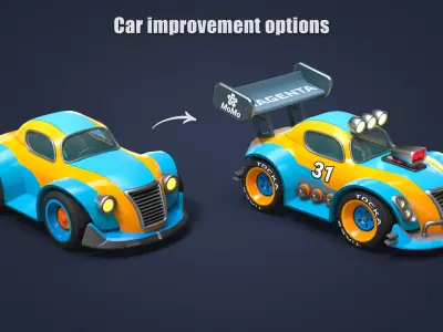 Modular Racing Cars Low-poly 3D model