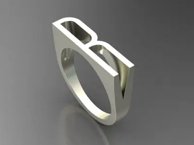 alphabet ring letter R 3D print model