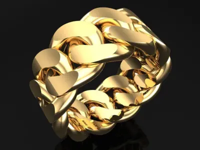 Chain ring - Miami Cuban ring - Link ring - Size 6 - 12 3D Model Collection