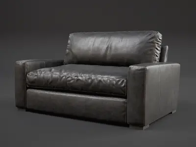 Maxwell Leather Chaise 3D Model Collection