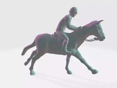 Horse and Rider Galloping pose I Ready for 3d print model 3D print model