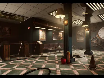 SteamPunk Victorian Metro Station Interior Low-poly 3D model