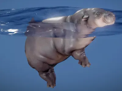Baby Pygmy Hippopotamus 3D model