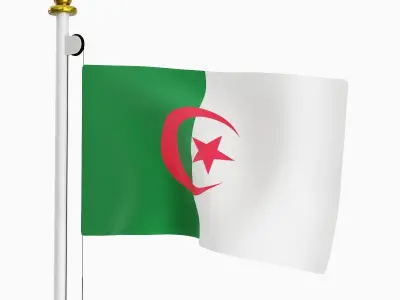 Flag of the Algeria Low-poly 3D model