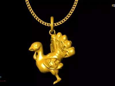 peacock pendant charms - one inch pendant 3D print model