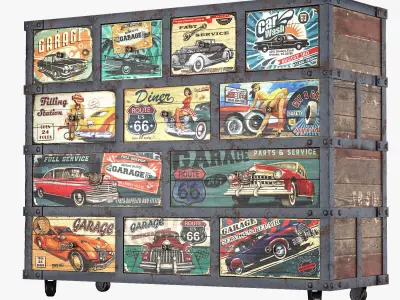 Chest of Drawers Retro Car 3D model