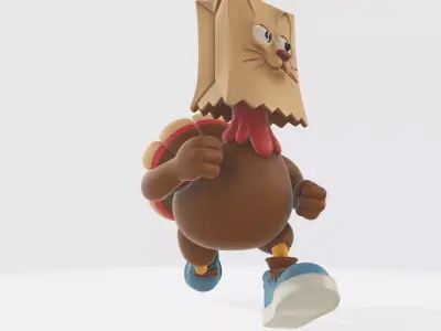 Funny Turkey Cat Hybrid Cartoon Figurine 3D Printed 3D print model