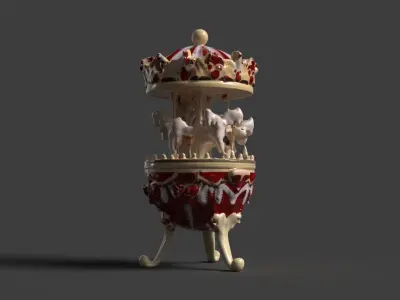 Chinese Carousel jewelry Fabegre egg  Low-poly 3D model