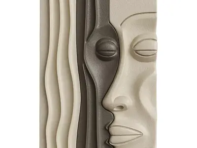 Abstract emotional faces art relief 3D model