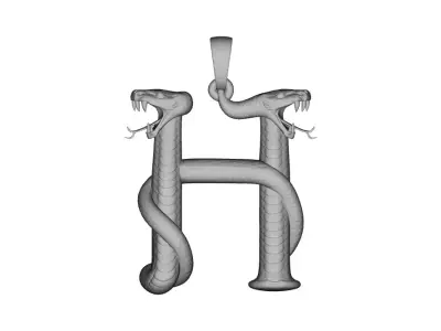High Detail Snake Letter H Pendant Sculpted 3D Print Model 3D print model