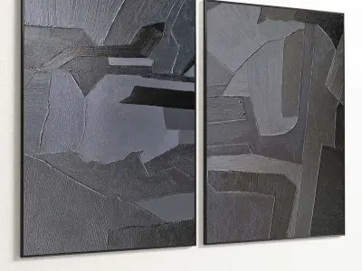 Plaster Two Photo Frame 327 Low-poly 3D model