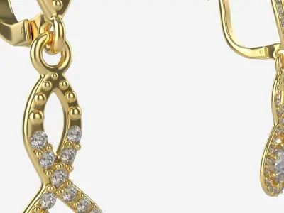 Earrings Diamond Gold Jewelry 02 3D model