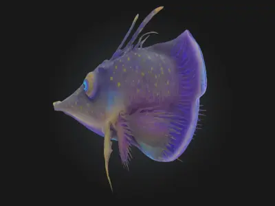 Exotic Blue Bladefish Stylized Aquatic Creature Model  3D model