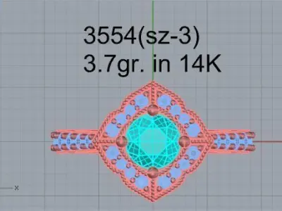 Rhombus Halo Ring 3554 3D print model