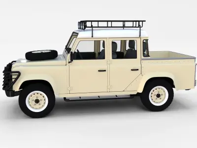 Land Rover Defender 110 Double Cab Pick Up w interior rev 3D model