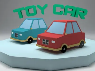 Low Poly Toy Car with Simple Rotation Animation Free low-poly 3D model