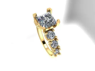 Princess ring big Engagement 3D print model
