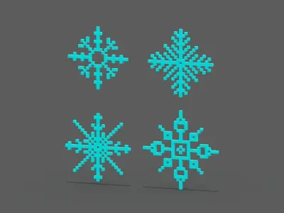 Pixel Snowflake Low-poly 3D model