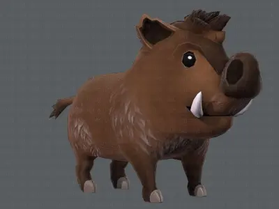 Boar Cartoon Low-poly 3D model