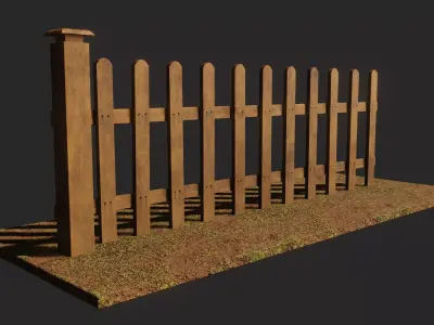 Wooden Fence Free low-poly 3D model purchase