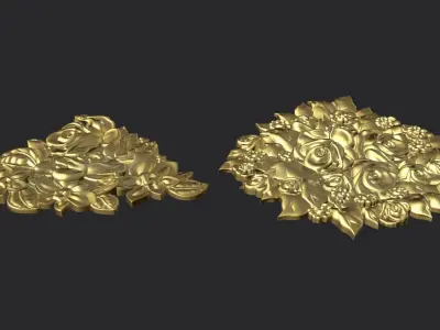 Bouquet of roses bas relief 3D print model