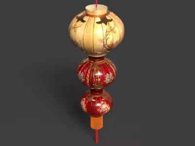 Chinese red  lantern  Low-poly 3D model