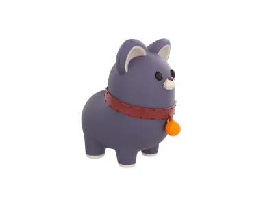 Gray Cat Character 3D model