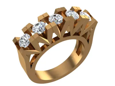 5 stone Ring 3D print model