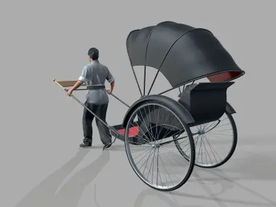 Rickshaw  Puller Low-poly 3D model