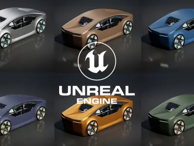 Futuristic concept car with interior for Unreal 3D model
