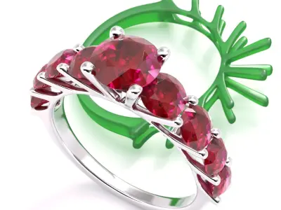 Round stone diamond engagament ring set 3D Model Pack