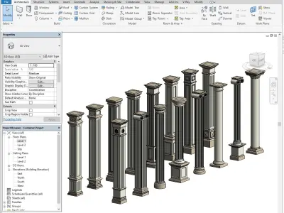 Classic Column Revit Family Pack 16 Models Parametric 3D model