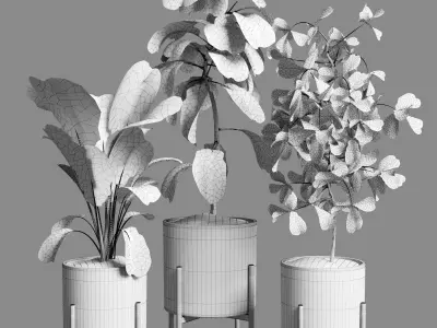Indoor plants 25-marble vase 3D model