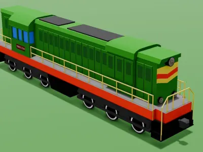 Cartoon Train Low poly 3D Model  Low-poly 3D model