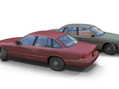 American 90s generic sedan  Low-poly 3D model