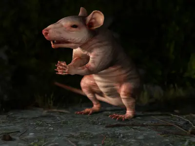 Naked Rat Low-poly 3D model