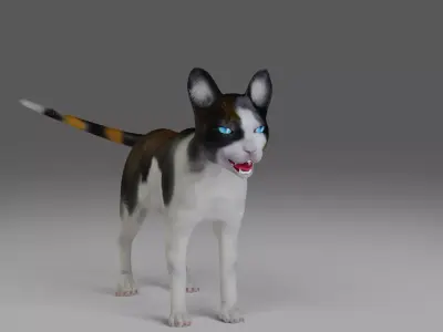 Calico Cat  Rigged in Blender  Low-poly 3D model