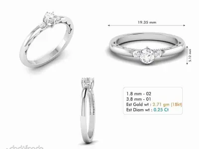 Solitaire Women Engagement Wedding Ring 3dm Render Detail 3D print model purchase