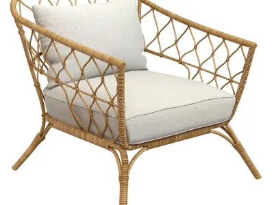 STOCKHOLM 2017 Armchair with cushion rattan IKEA white 3D model
